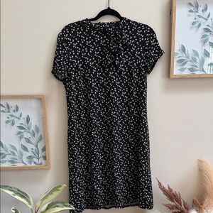 Ann Taylor Black Dress with White and Pink Floral Design